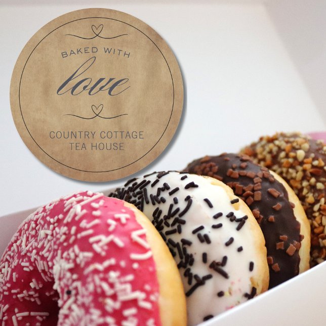 Rustikal gebacken mit Liebe Bäckerei Runder Aufkleber (Von Creator hochgeladen)