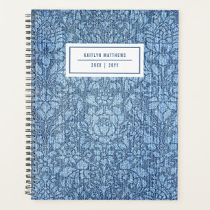 Rustikal gebleicht Damask Denim Name Planer