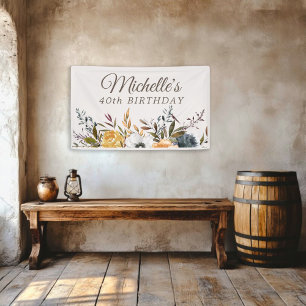 Rustikal Gelb Blauer 40. Geburtstag Willkommen Banner