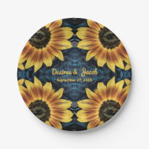 Rustikal Gelbe Sonnenblume Denim Blue Jeans Hochze
