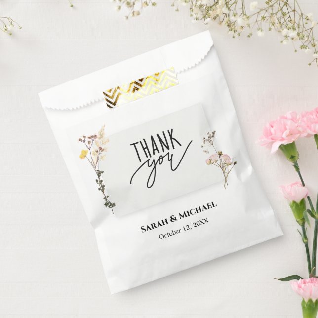 Rustikal gepresste Blume Danke Hochzeit Geschenktütchen (Versiegelt)