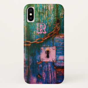 Rustikal gestrichene Holz-Schlüsselloch-Kette blau Case-Mate iPhone Hülle