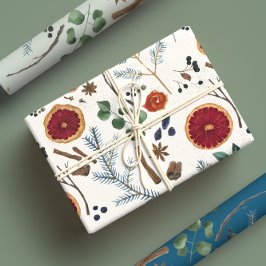 Rustikal getrocknete Botanicals Woodsy Winterurlau Geschenkpapier Set