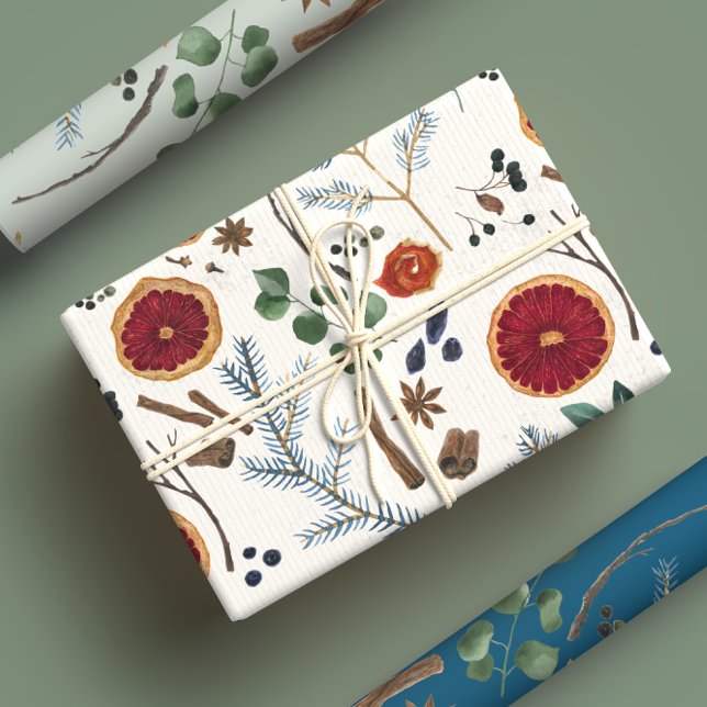 Rustikal getrocknete Botanicals Woodsy Winterurlau Geschenkpapier Set (Von Creator hochgeladen)