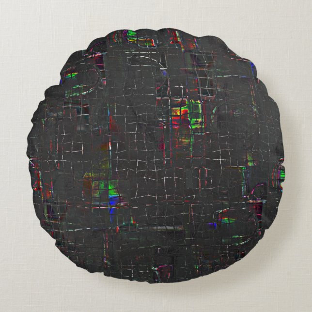 Rustikal gezeichnet in der Nacht in Dunkelheit bis Rundes Kissen (Vorderseite)