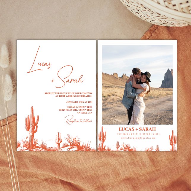 Rustikal Gezeichnet Verona Sunset Western Wüste We Einladung (Western Wedding Invitation, Southern Country Wedding Invitation, Verona Sunset Color, Western Desert)