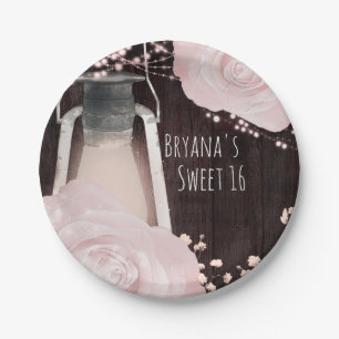 Rustikal glänzend Laternenbaby Pink Blush Rose Swe Pappteller