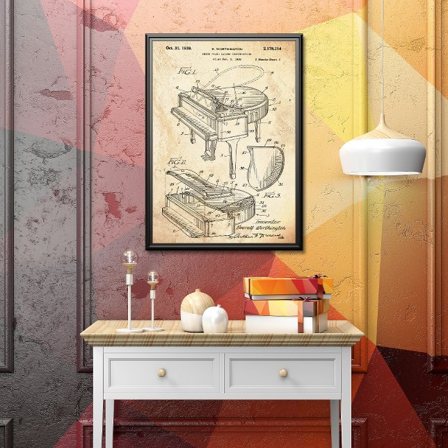 Rustikal | Grand Piano Patent Poster (Von Creator hochgeladen)