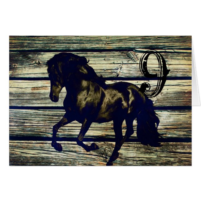 rustikal-graue Scheunenholz Western-Pferd thematis (Vorderseite (Horizontal))