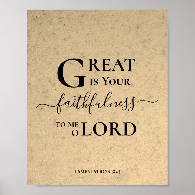 Rustikal GROSS IST IHR FAITHFULNESS Christlich Poster (Vorne)