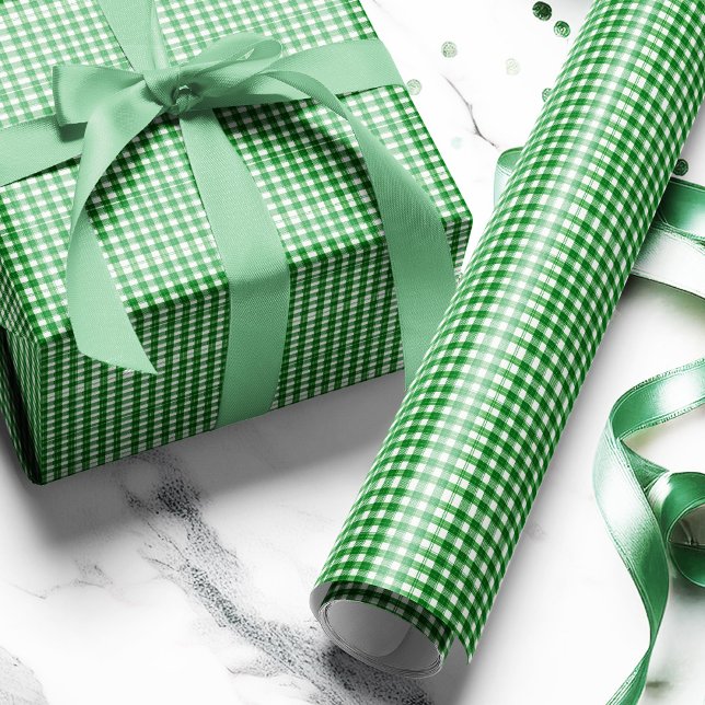 Rustikal grün und weiß Kariert, traditionell karie Geschenkpapier (Wrap your gifts in style with this Classic Green Plaid Gift Wrap Paper!)