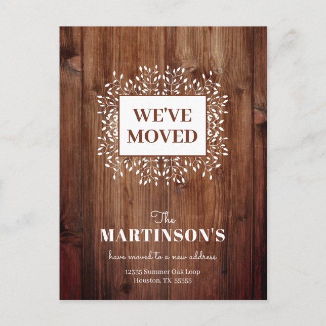 Rustikal haben wir die Postkarte "Adressänderung"  (Vorderseite)