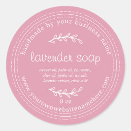 Rustikal handgefertigte Lavendelseife Rosa Runder Aufkleber