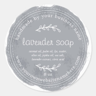 Rustikal handgefertigte Lavendelseife Wasserfarbe  Runder Aufkleber