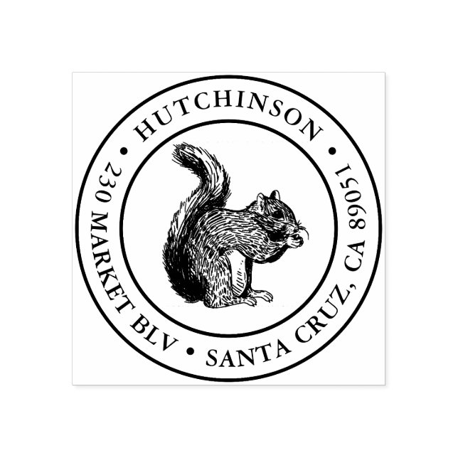 Rustikal handgezeichnet Eichhörnchen Rücksendeadre Gummistempel (Prägung)