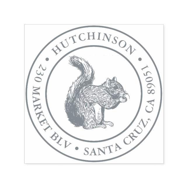 Rustikal handgezeichnet Eichhörnchen Rücksendeadre Permastempel (Design)