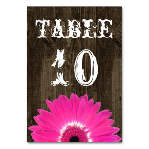 Rustikal Hot Pink Daisy Wedding Tischnummer Card