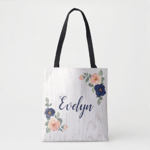 Rustikal Hübsch Navy Blue, Peach Floral Personali