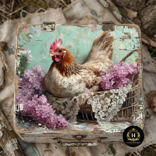 Rustikal Huhn Fliederblüten Spitze Decoupage Seidenpapier