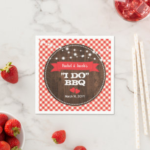 Rustikal I DO BBQ Rote Verlobungs-Hochzeits-Party Serviette