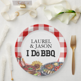 Rustikal I Do GRILLEN Couple Shower Party Gingham Pappteller