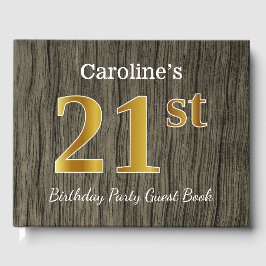 Rustikal, Imitate Gold 21. Geburtstag Party; Indiv Gästebuch