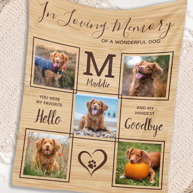 Rustikal in Love Memory Foto Collage Pet Memorial Fleecedecke (Von Creator hochgeladen)
