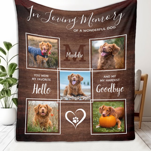 Rustikal in Love Memory Foto Collage Pet Memorial Fleecedecke (Von Creator hochgeladen)