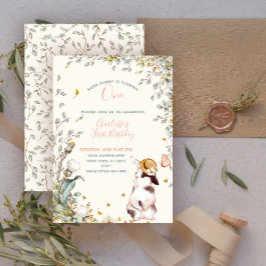 Rustikal Irgendein Bunny ist ein floraler Girl Cot Einladung