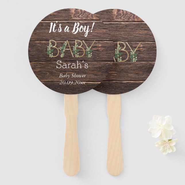 Rustikal ist es eine Niedliche Slogan Baby Dusche  Fächer (Vorne und Hinten)