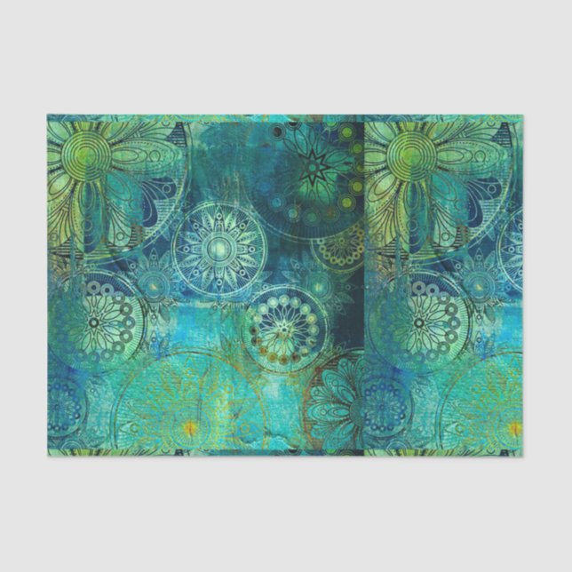 rustikal, Jugendstil, schlicht, schick, grün, gold Seidenpapier (Vorderseite)