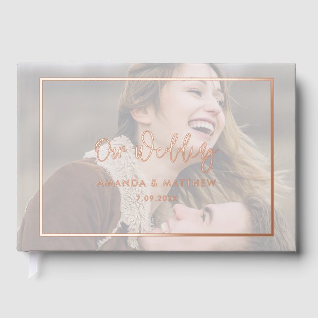 Rustikal Kariert Anderson Foto Tartan Custom Gästebuch (Vorderseite)