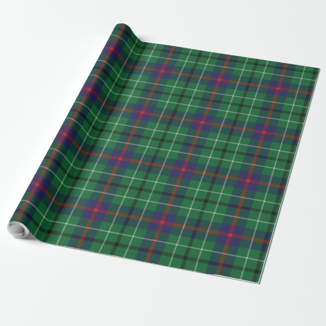 Rustikal Kariert Clan Duncan Green Blue Tartan Geschenkpapier (Ungerollt)