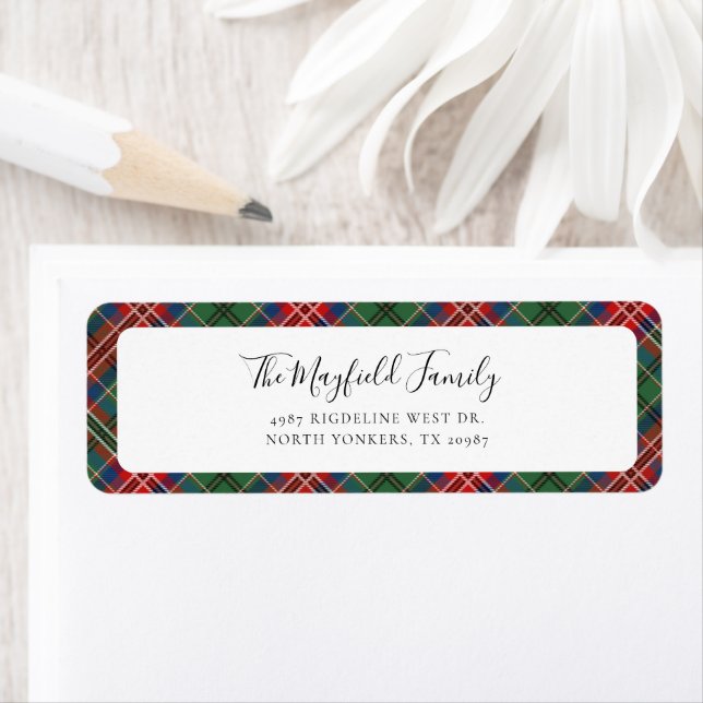 Rustikal Kariert Elegante Tartan Rücksendeadresse (Insitu)