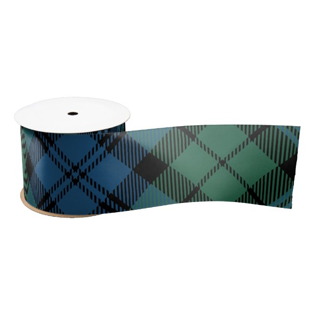 Rustikal Kariert Green Blue Clan Campbell Tartan Satinband (Spule)