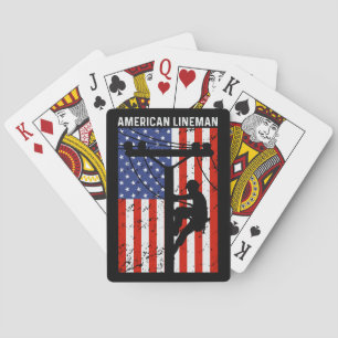 Rustikal klassisch amerikanischer Lineman USA-Flag Spielkarten