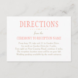 Rustikal-Korallenrosa-Hochzeitsrichtung Begleitkarte