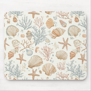 Rustikal-Küstendesign - Muscheln, Seesterne, Riff Mousepad