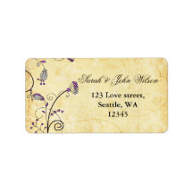 rustikal lila blumengeschmückte Rücksendeadresse