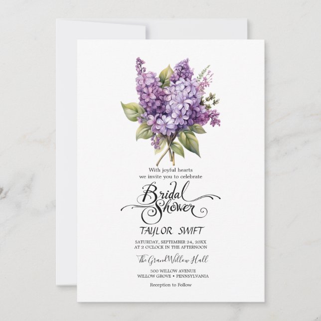 Rustikal Lilac | Brautdusche Einladung (Vorderseite)