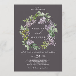 Rustikal Lilac | Grey Wreath Wedding Einladung