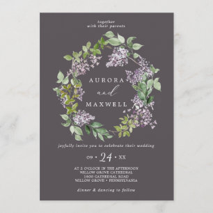 Rustikal Lilac   Grey Wreath Wedding Einladung