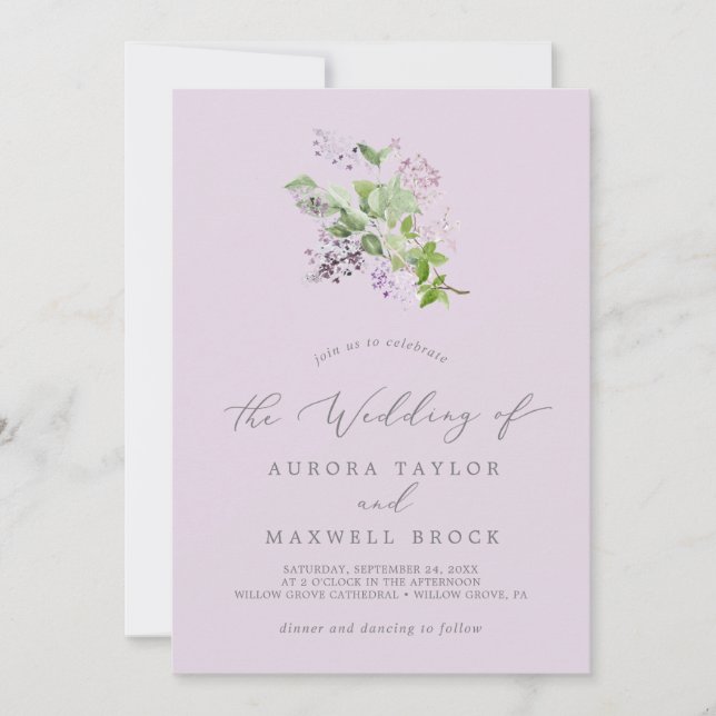 Rustikal Lilac | Lavender Simple Wedding Einladung (Vorderseite)