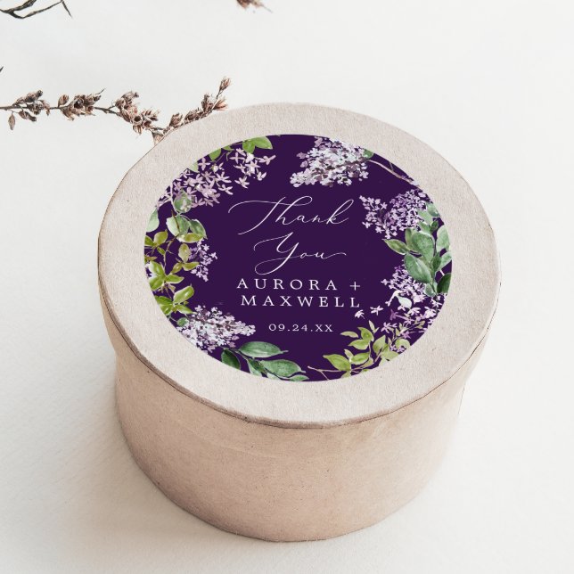 Rustikal Lilac | Lila Dankeschön Gastgeschenk Hoch Runder Aufkleber (Von Creator hochgeladen)