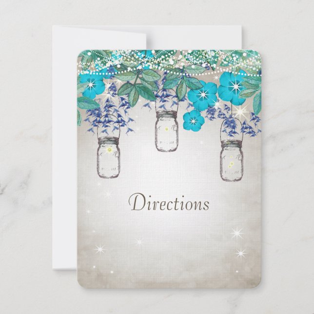 Rustikal Luxe Mason Jar Marine Türkis Einladung (Vorderseite)