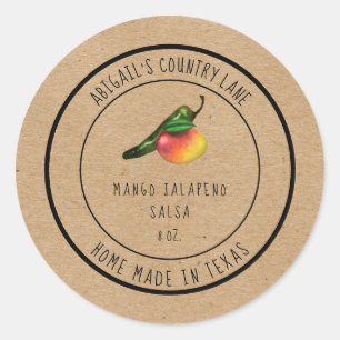Rustikal Made in Texas Mango Jalapeno Salsa Label Runder Aufkleber