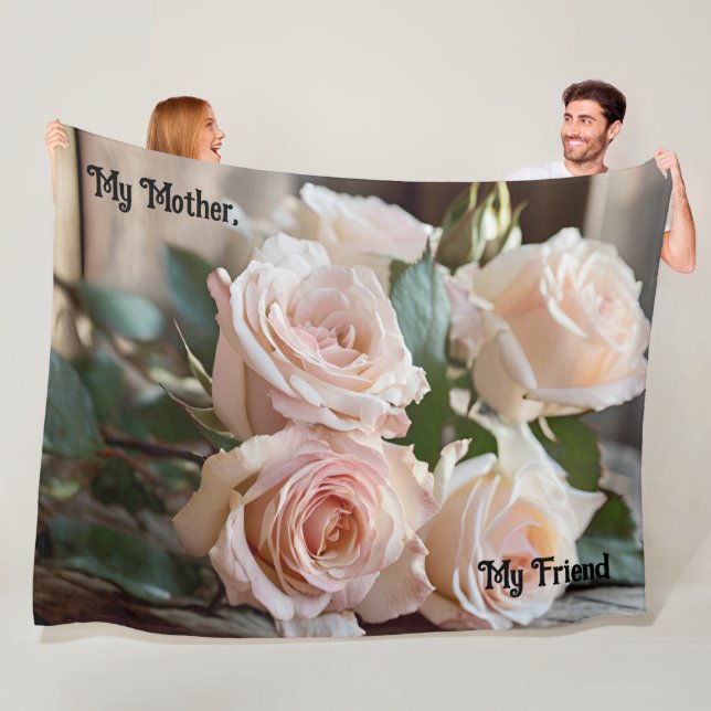 Rustikal "Meine Mutter, mein Freund" rosa Rosen Fleecedecke (Beispiel)