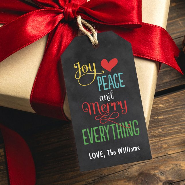 Rustikal Merry alles farbenfrohe Chalkboard Geschenkanhänger (Von Creator hochgeladen)