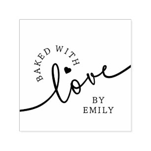 Rustikal mit Liebe gebacken Skript Herz Handmade Permastempel