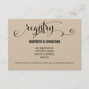 Rustikal modern machen wir Kraft Wedding Registry Begleitkarte